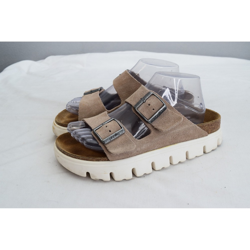 Papillio Birkenstock Arizona Chunky Sandals 40 8 Taupe Suede Platform Narrow